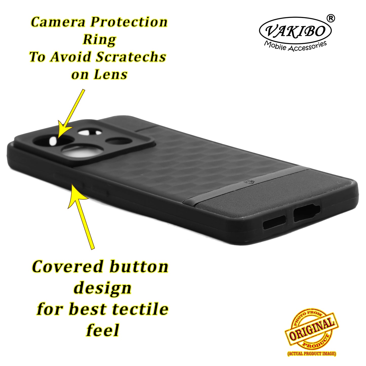 VAKIBO Parallax Design Black Coloured Soft TPU Rubber Back Cover Case With Camera Protection Ring Suitable for OnePlus Nord CE3 Lite