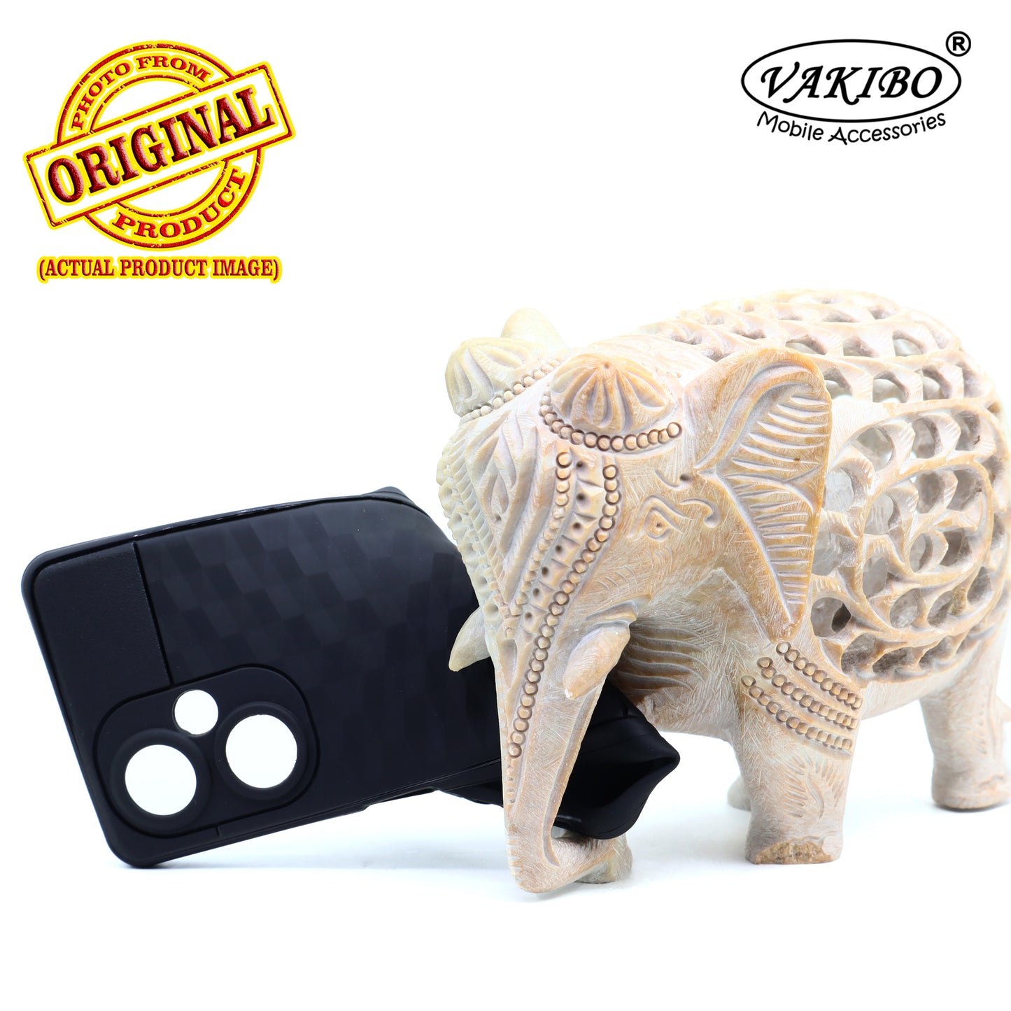 VAKIBO Parallax Design Black Coloured Soft TPU Rubber Back Cover Case With Camera Protection Ring Suitable for OnePlus Nord CE3 Lite