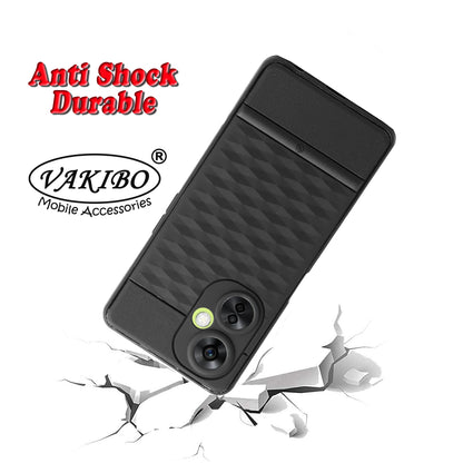 VAKIBO Parallax Design Black Coloured Soft TPU Rubber Back Cover Case With Camera Protection Ring Suitable for OnePlus Nord CE3 Lite