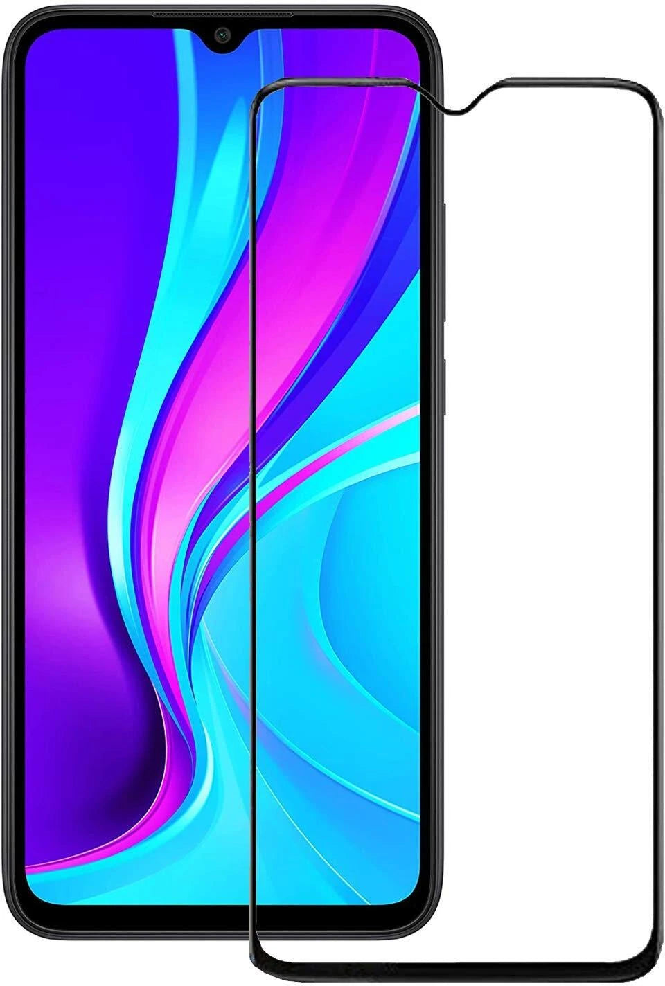 Super Premium Quality Tempered Glass Screen Guard Protector With Black Border Suitable For Mi Redmi 9 Prime