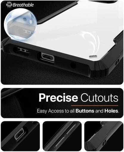 VAKIBO Best Selling Black and Transparent Back Cover Case Made With Soft TPU and Acrylic With 4 Corner and Camera Protection Suitable for Realme 14 Pro Plus