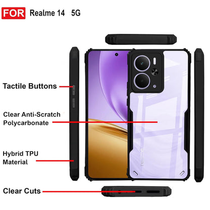 VAKIBO Super Premium Black Border Transparent Case With Corner Protection &amp; Camera Protection Suitable for Realme 14