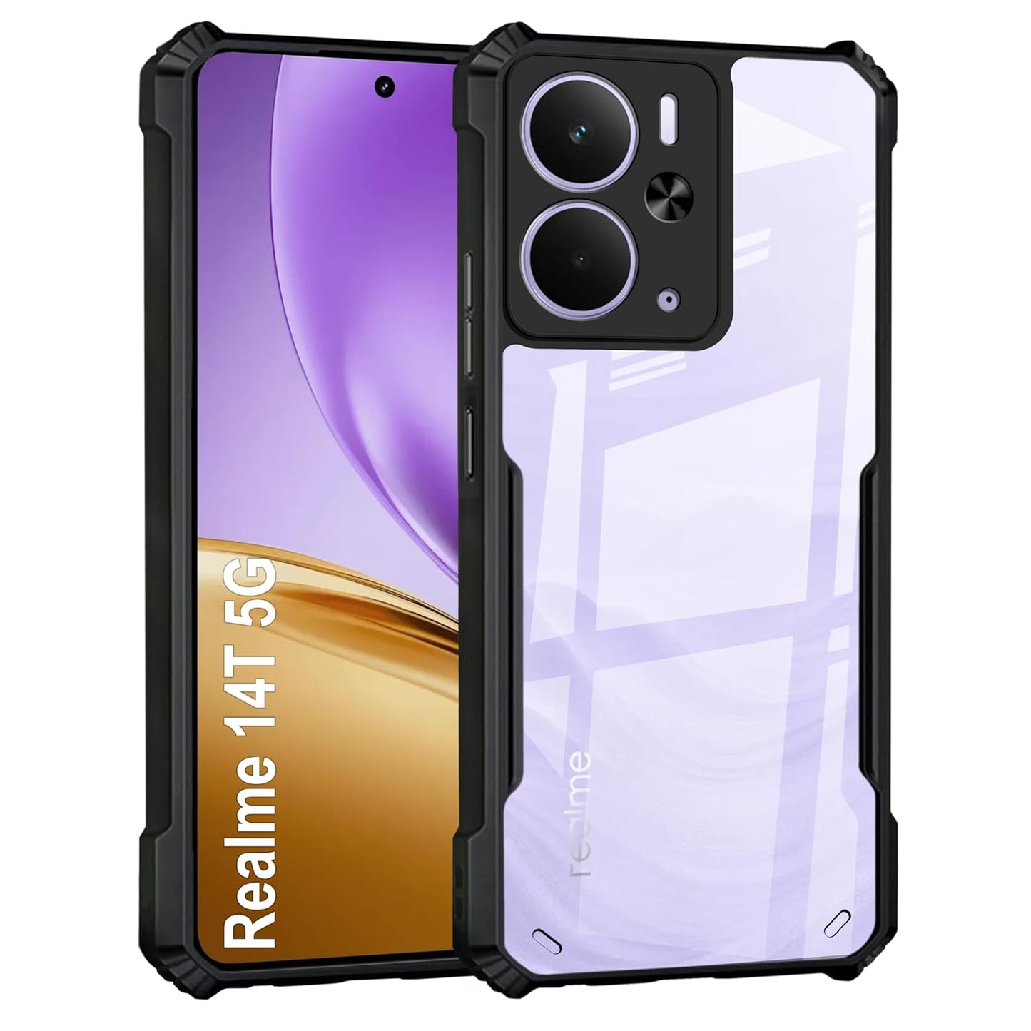 VAKIBO Super Premium Black Border Transparent Case With Corner Protection &amp; Camera Protection Suitable for Realme 14