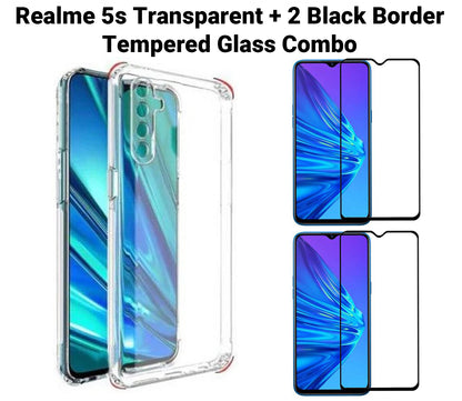 VAKIBO Super Premium Soft TPU Transparent Case With Dustplug,Side Grip,Corner Protection,lanyard Cuts,Camera Protection Suitable for Realme 5s