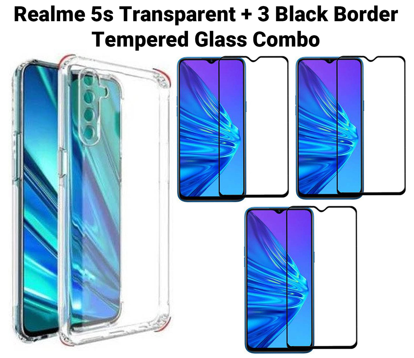 VAKIBO Super Premium Soft TPU Transparent Case With Dustplug,Side Grip,Corner Protection,lanyard Cuts,Camera Protection Suitable for Realme 5s