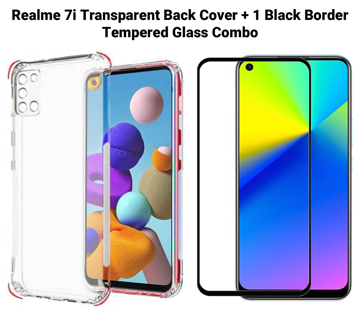 VAKIBO Super Premium Soft TPU Transparent Case With Dustplug,Side Grip,Corner Protection,lanyard Cuts,Camera Protection Suitable for Realme 7i