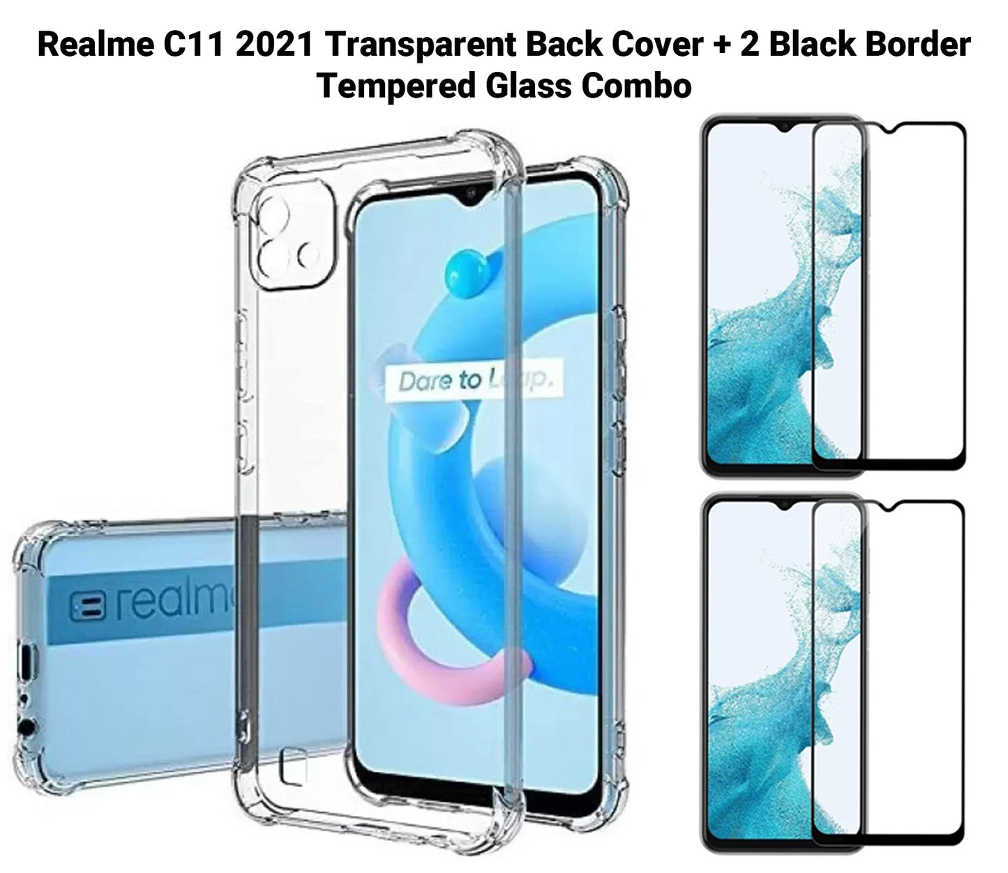 VAKIBO Super Premium Soft TPU Transparent Case With Dustplug,Side Grip,Corner Protection,lanyard Cuts,Camera Protection Suitable for Realme C11 2021