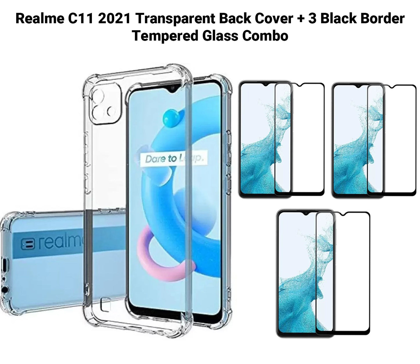 VAKIBO Super Premium Soft TPU Transparent Case With Dustplug,Side Grip,Corner Protection,lanyard Cuts,Camera Protection Suitable for Realme C11 2021