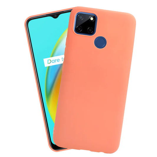 VAKIBO 1.2 MM Thick Peach Coloured Soft TPU Rubber Back Cover Case With Camera Protection Ring Suitable for Realme C25