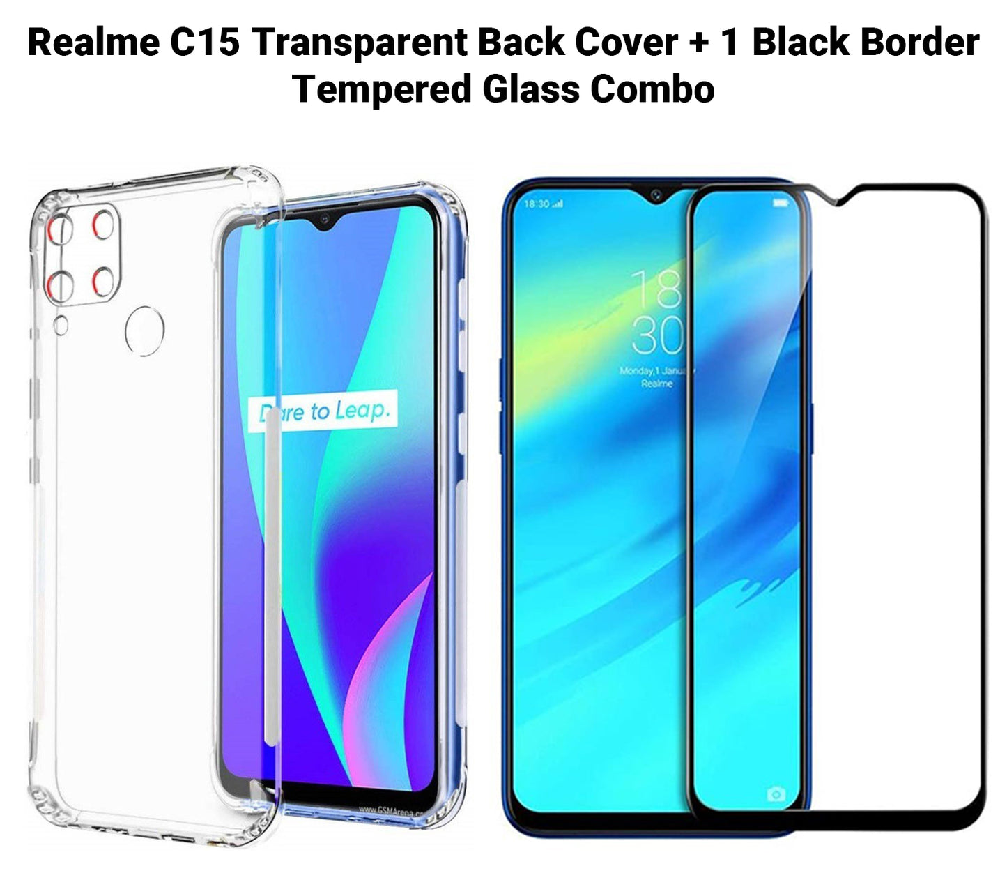 VAKIBO Super Premium Soft TPU Transparent Case With Dustplug,Side Grip,Corner Protection,lanyard Cuts,Camera Protection Suitable for Realme C15