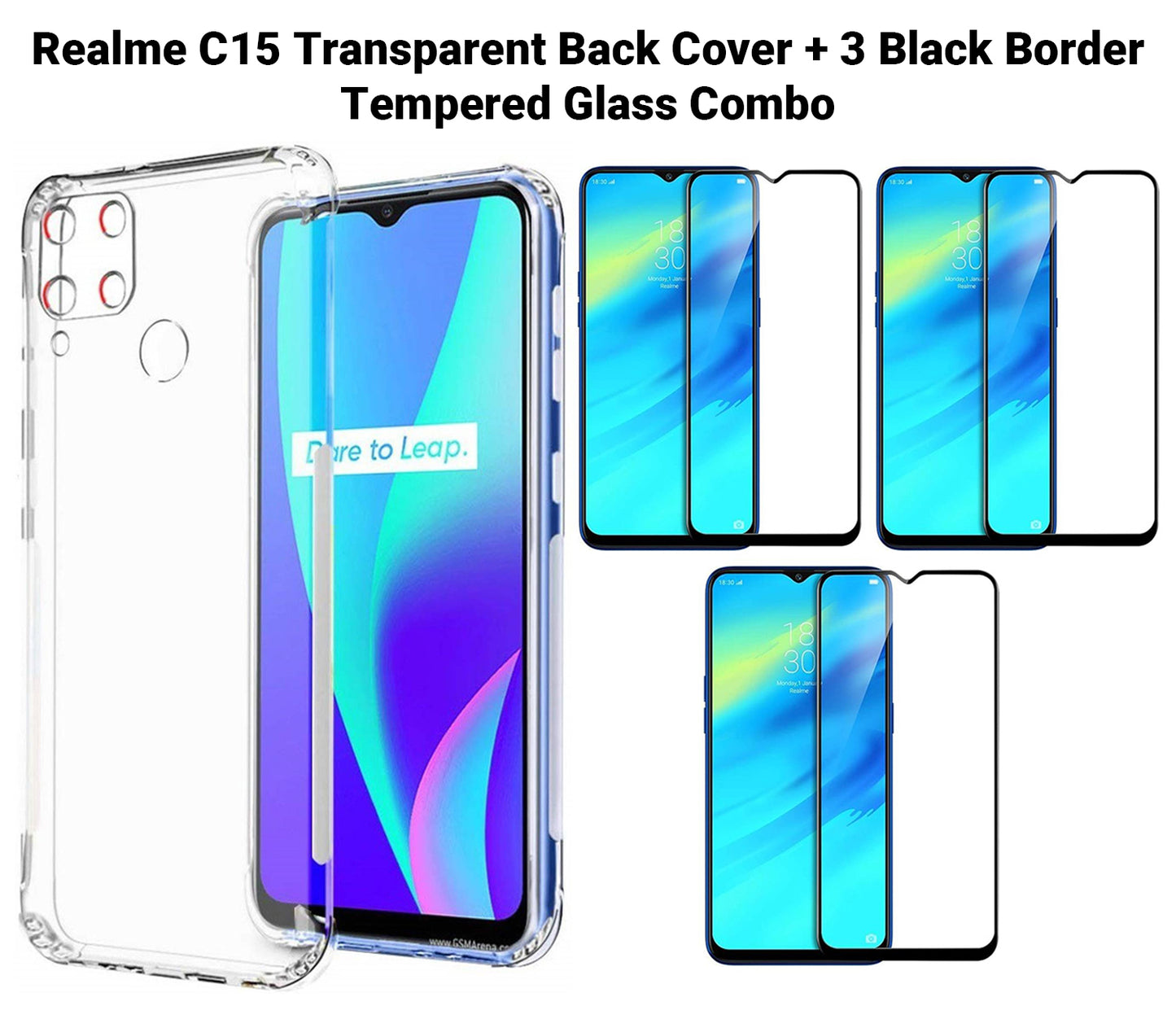 VAKIBO Super Premium Soft TPU Transparent Case With Dustplug,Side Grip,Corner Protection,lanyard Cuts,Camera Protection Suitable for Realme C15