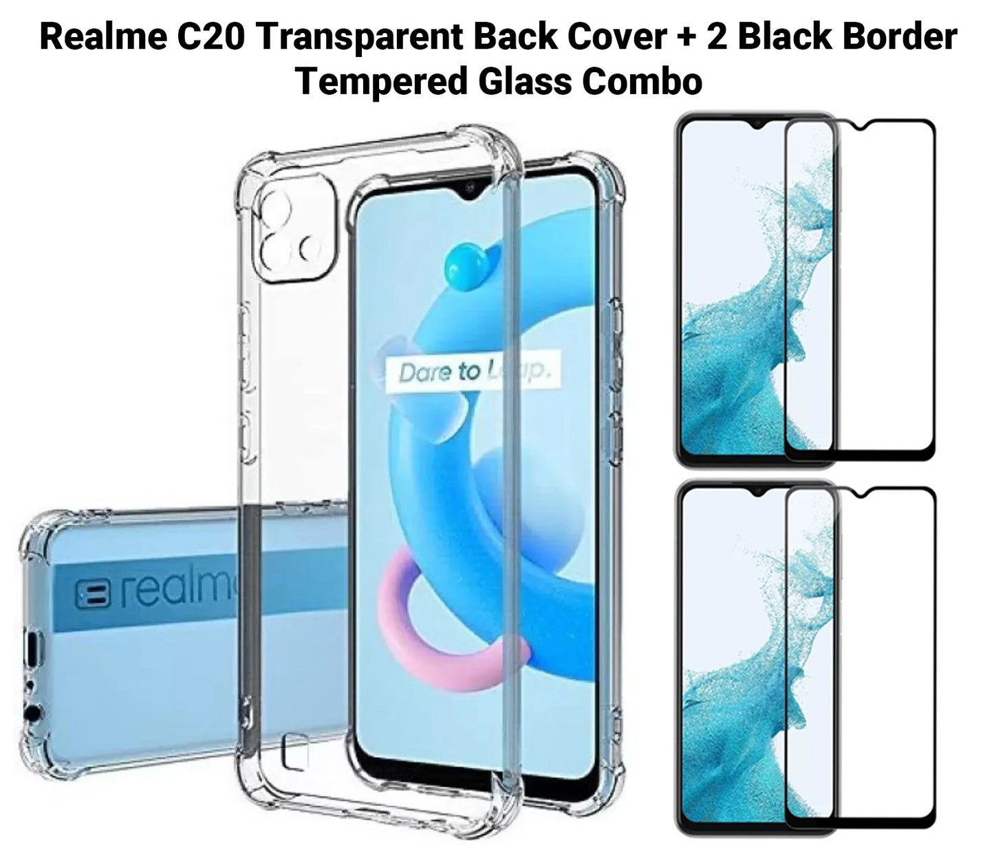 VAKIBO Super Premium Soft TPU Transparent Case With Dustplug,Side Grip,Corner Protection,lanyard Cuts,Camera Protection Suitable for Realme C20