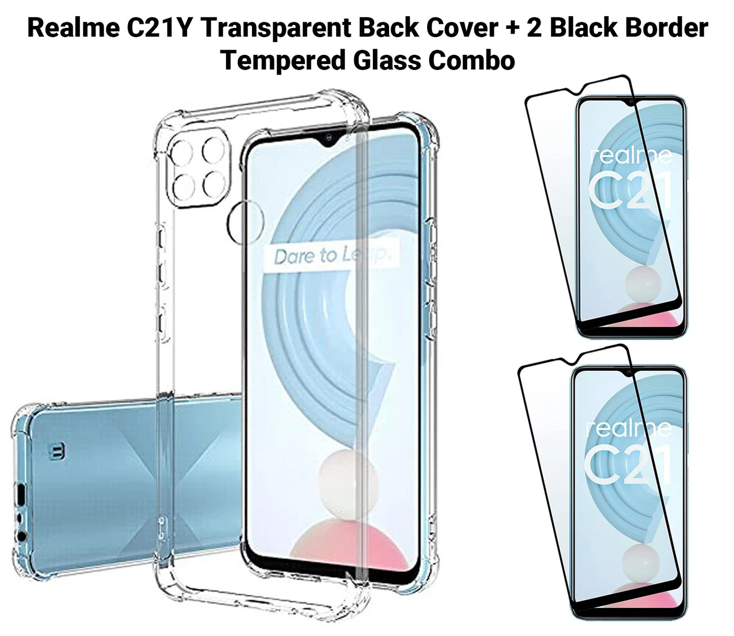 VAKIBO Super Premium Soft TPU Transparent Case With Dustplug,Side Grip,Corner Protection,lanyard Cuts,Camera Protection Suitable for Realme C21Y