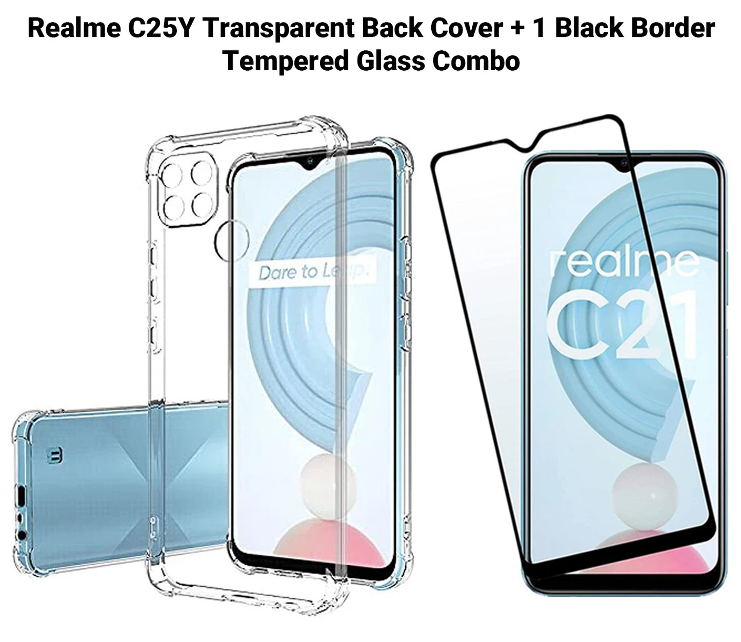 VAKIBO Super Premium Soft TPU Transparent Case With Dustplug,Side Grip,Corner Protection,lanyard Cuts,Camera Protection Suitable for Realme C25Y