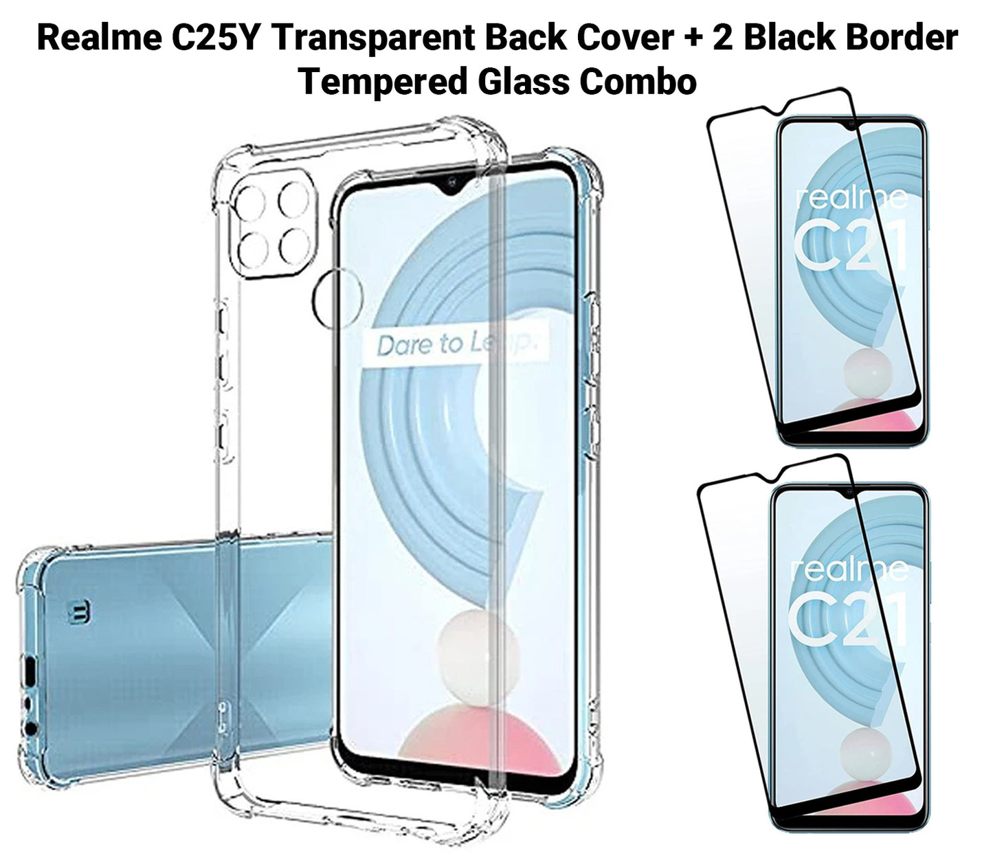 VAKIBO Super Premium Soft TPU Transparent Case With Dustplug,Side Grip,Corner Protection,lanyard Cuts,Camera Protection Suitable for Realme C25Y
