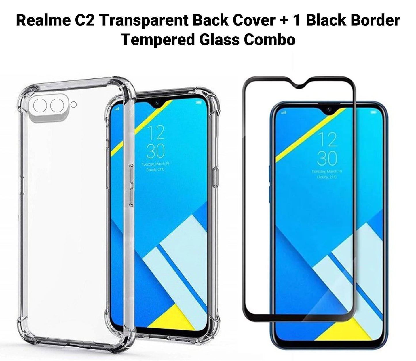 VAKIBO Super Premium Soft TPU Transparent Case With Dustplug,Side Grip,Corner Protection,lanyard Cuts,Camera Protection Suitable for Realme C2