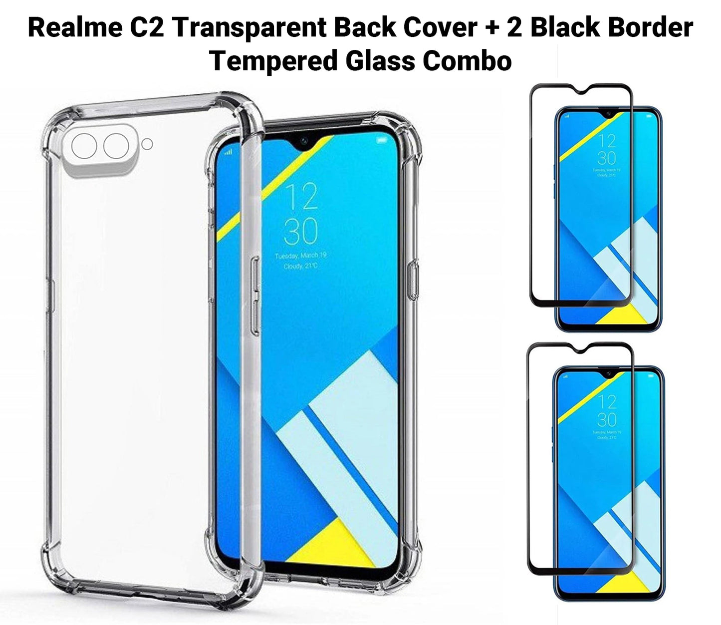 VAKIBO Super Premium Soft TPU Transparent Case With Dustplug,Side Grip,Corner Protection,lanyard Cuts,Camera Protection Suitable for Realme C2