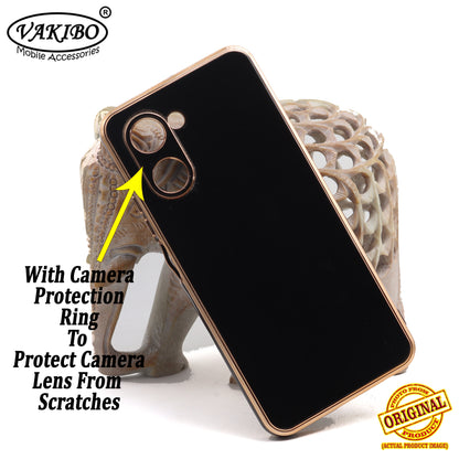 VAKIBO Golden Chrome Border Black Coloured Soft TPU Back Cover Case With Camera Protection Suitable for Realme C33