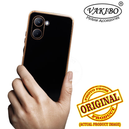 VAKIBO Golden Chrome Border Black Coloured Soft TPU Back Cover Case With Camera Protection Suitable for Realme C33