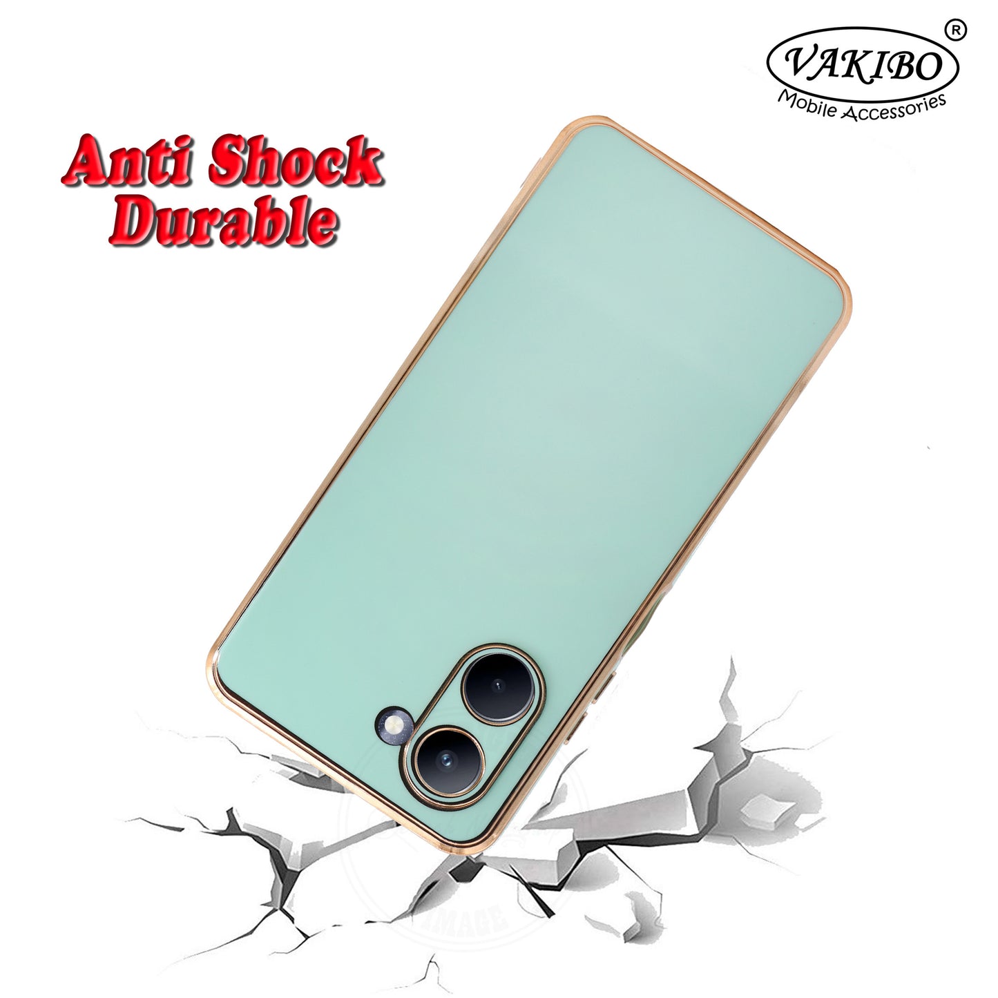 VAKIBO Golden Chrome Border Pista Coloured Soft TPU Back Cover Case With Camera Protection Suitable for Realme C33