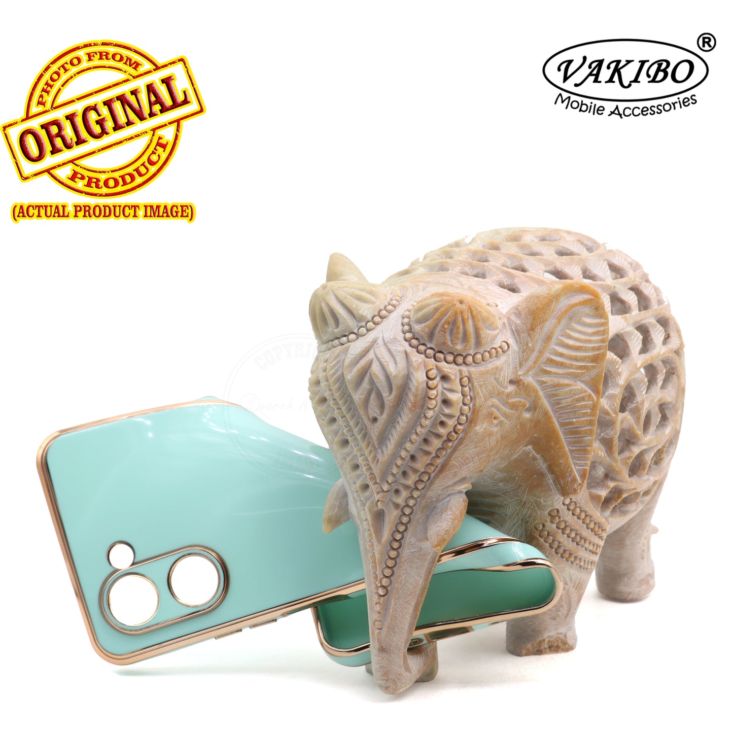 VAKIBO Golden Chrome Border Pista Coloured Soft TPU Back Cover Case With Camera Protection Suitable for Realme C33