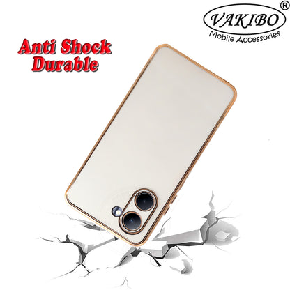VAKIBO Golden Chrome Border White Coloured Soft TPU Back Cover Case With Camera Protection Suitable for Realme C33