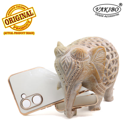 VAKIBO Golden Chrome Border White Coloured Soft TPU Back Cover Case With Camera Protection Suitable for Realme C33