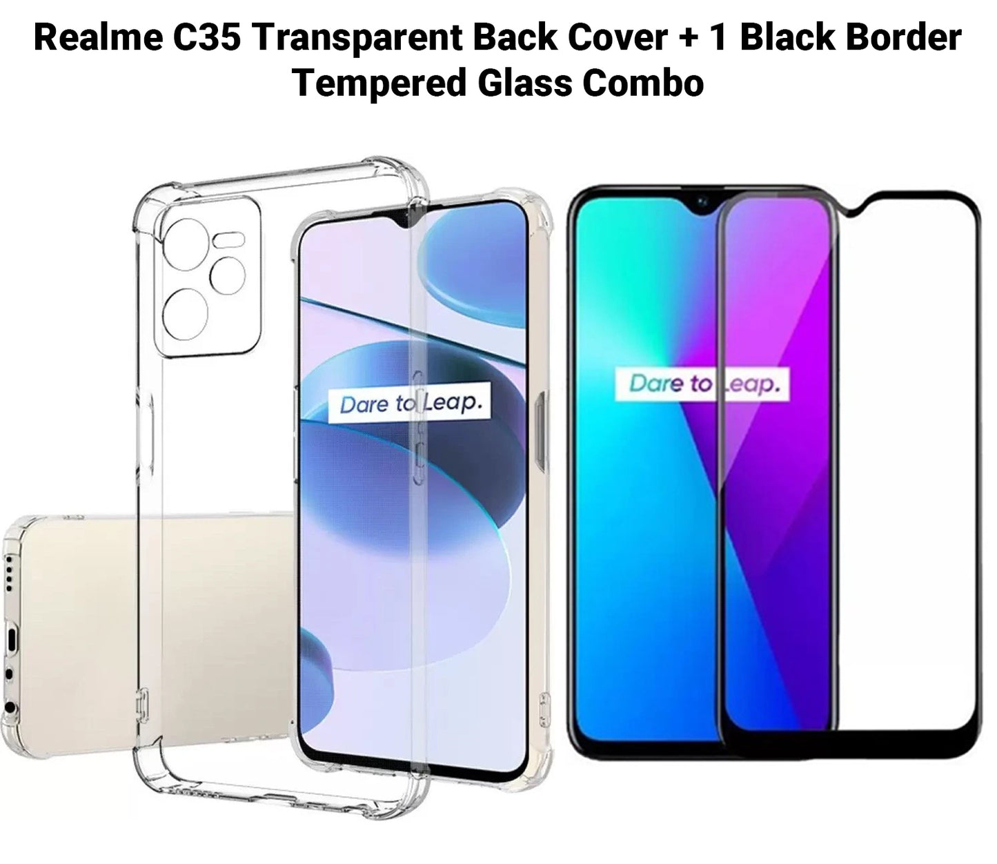 VAKIBO Super Premium Soft TPU Transparent Case With Dustplug,Side Grip,Corner Protection,lanyard Cuts,Camera Protection Suitable for Realme C35