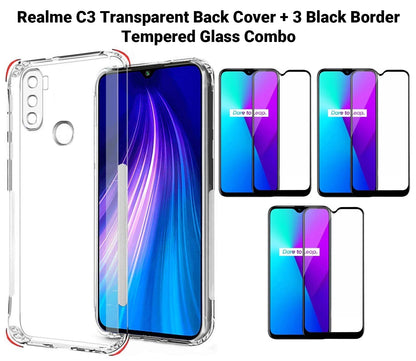 VAKIBO Super Premium Soft TPU Transparent Case With Dustplug,Side Grip,Corner Protection,lanyard Cuts,Camera Protection Suitable for Realme C3