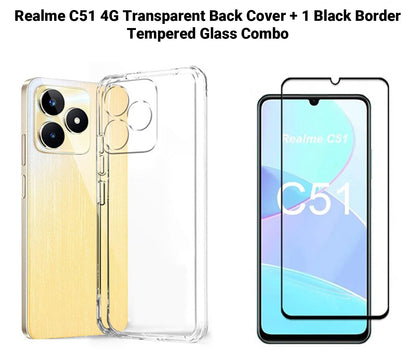 VAKIBO Super Premium Soft TPU Transparent Case With Dustplug,Side Grip,Corner Protection,lanyard Cuts,Camera Protection Suitable for Realme C51 4G
