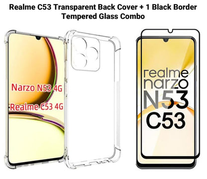 VAKIBO Super Premium Soft TPU Transparent Case With Dustplug,Side Grip,Corner Protection,lanyard Cuts,Camera Protection Suitable for Realme C53