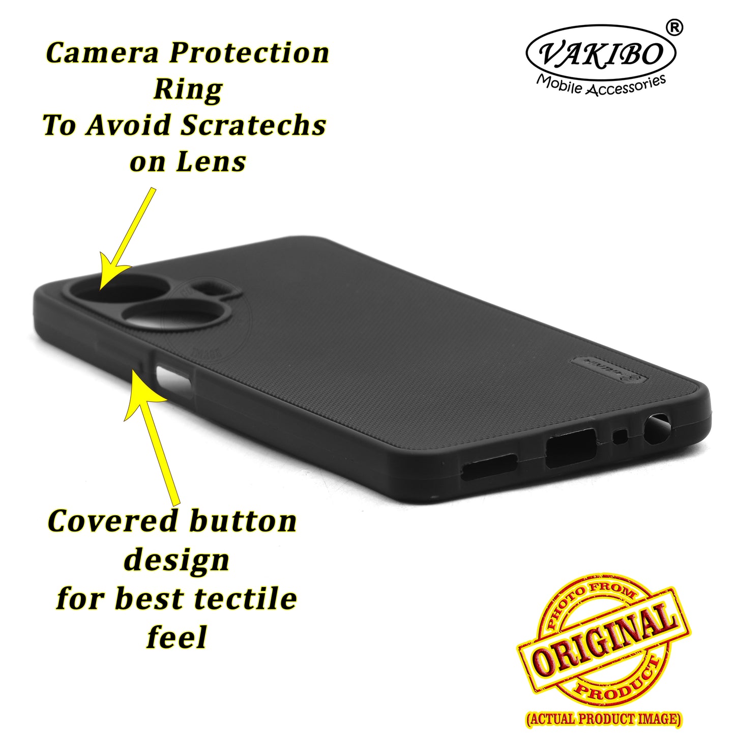 VAKIBO Niukin Dotted Black Coloured Made with Silicon Rubber TPU Back Cover Case Suitable for Realme Narzo N55
