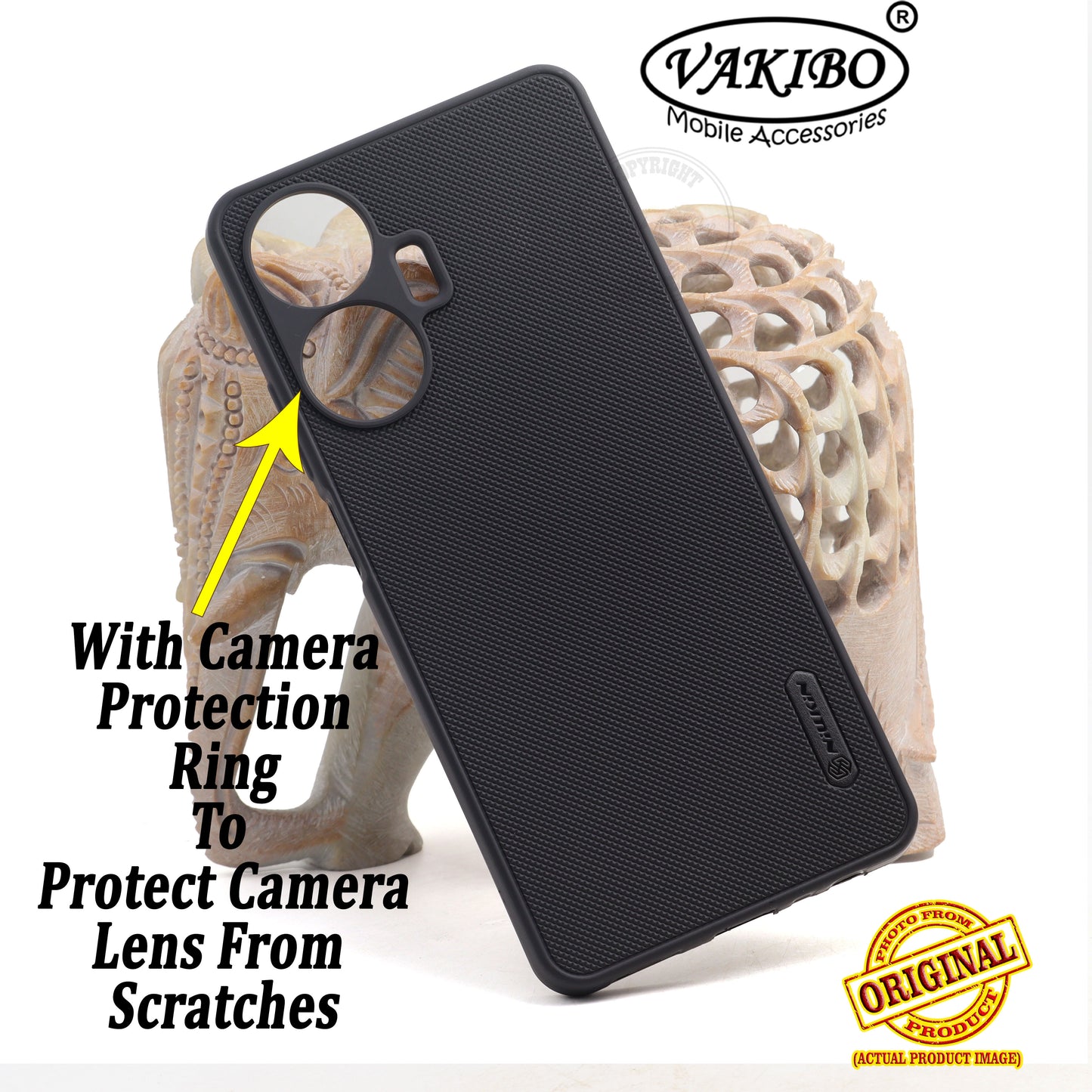VAKIBO Niukin Dotted Black Coloured Made with Silicon Rubber TPU Back Cover Case Suitable for Realme Narzo N55