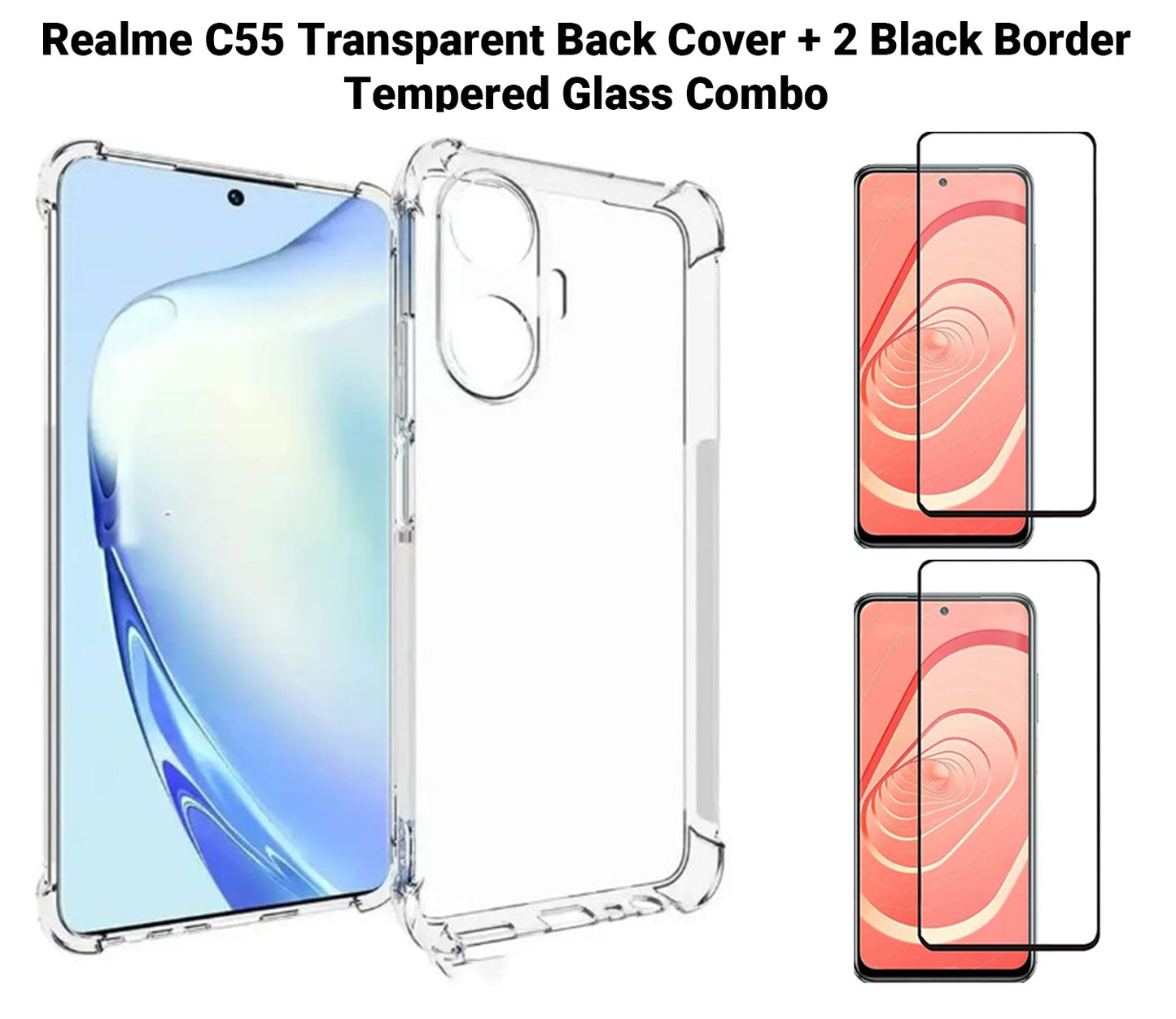VAKIBO Premium Clear 1.5MM Thick Transparent Soft TPU Rubber Back Cover Case With Camera Protection Suitable for Realme C55