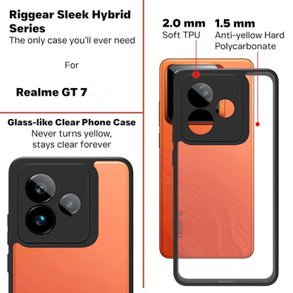 VAKIBO Best Selling Black and Transparent Coloured Made With Soft TPU and Acrylic Back Cover Case With 4 Corner and Camera Protection Suitable for Realme GT 7T