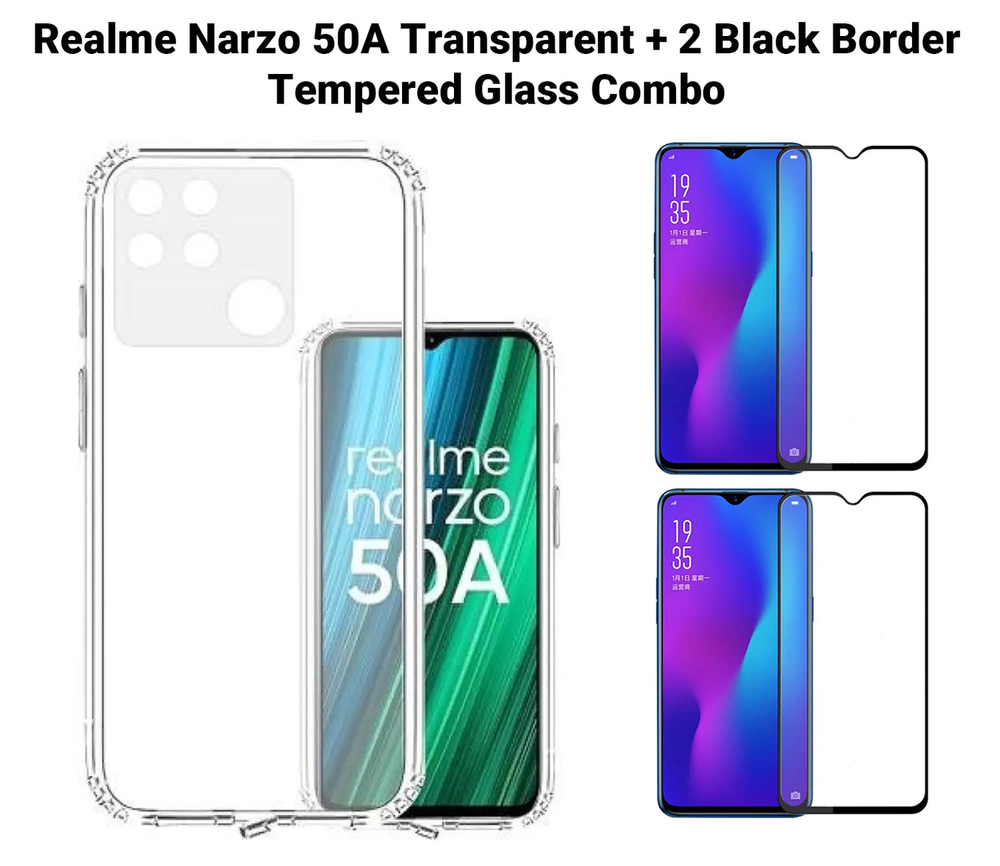 VAKIBO Super Premium Soft TPU Transparent Case With Dustplug,Side Grip,Corner Protection,lanyard Cuts,Camera Protection Suitable for Realme Narzo 50A