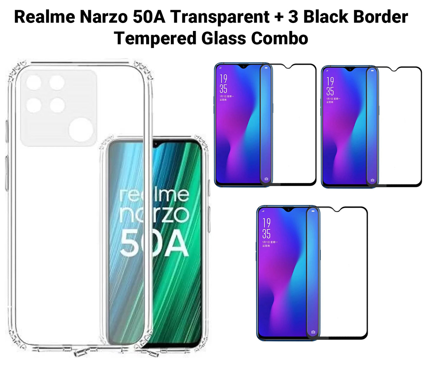 VAKIBO Super Premium Soft TPU Transparent Case With Dustplug,Side Grip,Corner Protection,lanyard Cuts,Camera Protection Suitable for Realme Narzo 50A