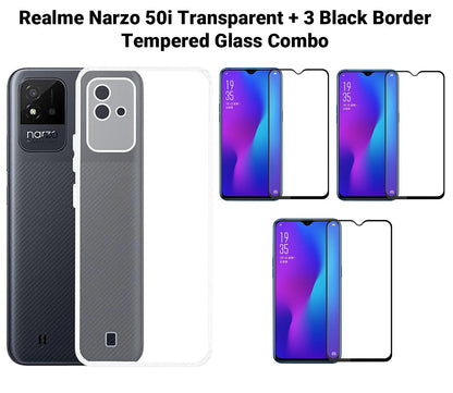 VAKIBO Super Premium Soft TPU Transparent Case With Dustplug,Side Grip,Corner Protection,lanyard Cuts,Camera Protection Suitable for Realme Narzo 50i