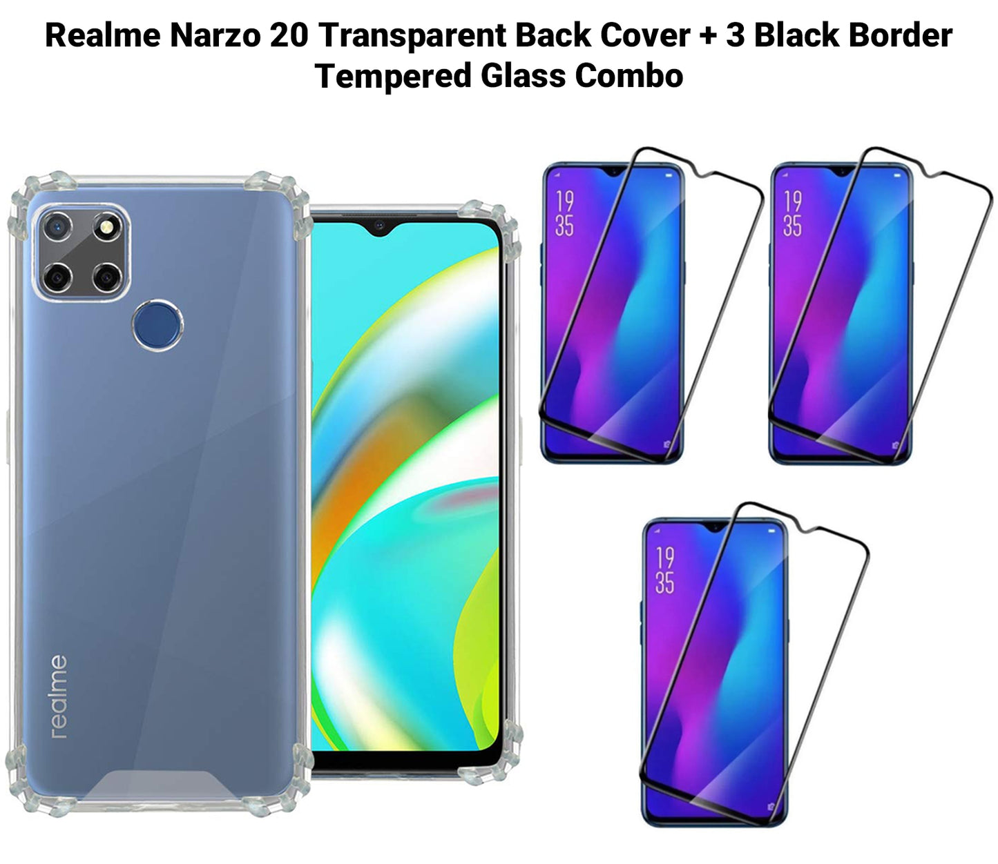 VAKIBO Super Premium Soft TPU Transparent Case With Dustplug,Side Grip,Corner Protection,lanyard Cuts,Camera Protection Suitable for Realme Narzo 20