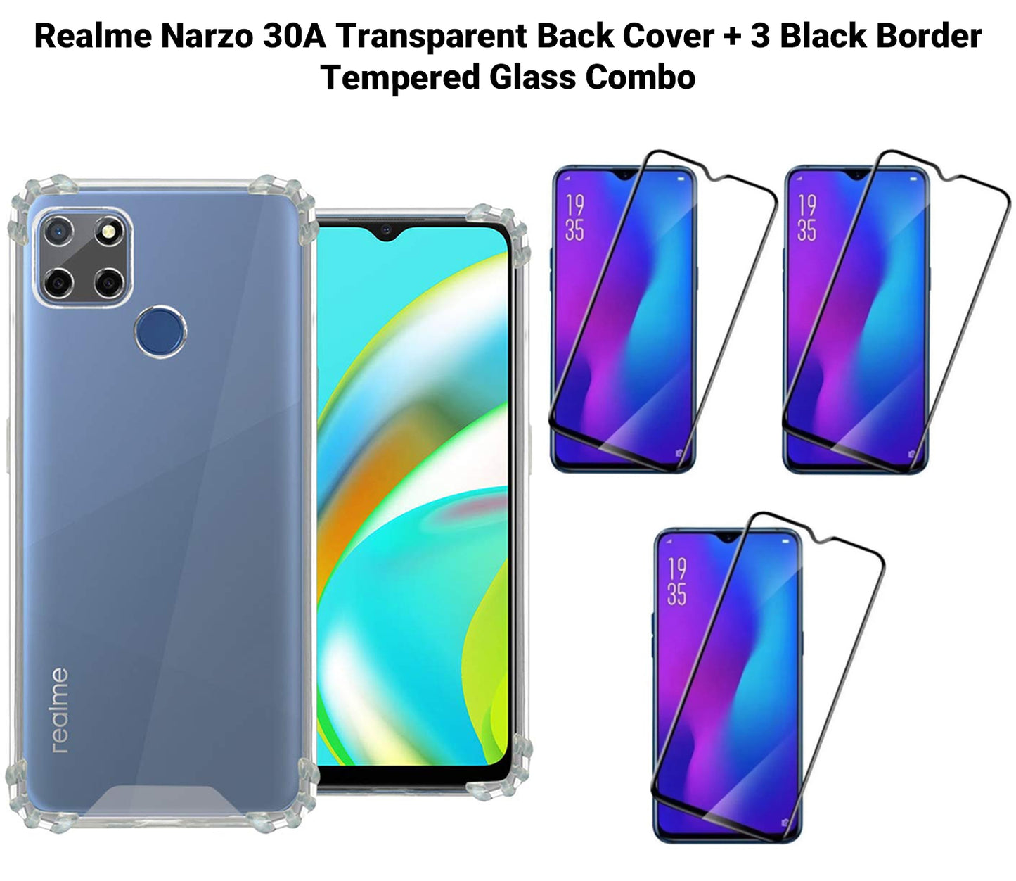VAKIBO Super Premium Soft TPU Transparent Case With Dustplug,Side Grip,Corner Protection,lanyard Cuts,Camera Protection Suitable for Realme Narzo 30A