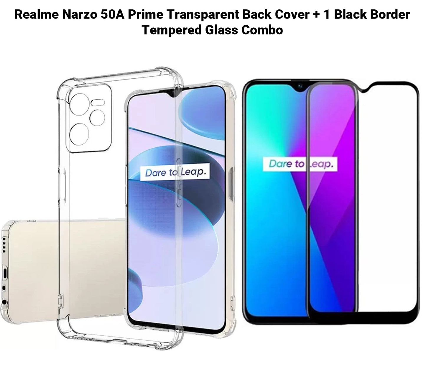 VAKIBO Super Premium Soft TPU Transparent Case With Dustplug,Side Grip,Corner Protection,lanyard Cuts,Camera Protection Suitable for Realme Narzo 50A Prime