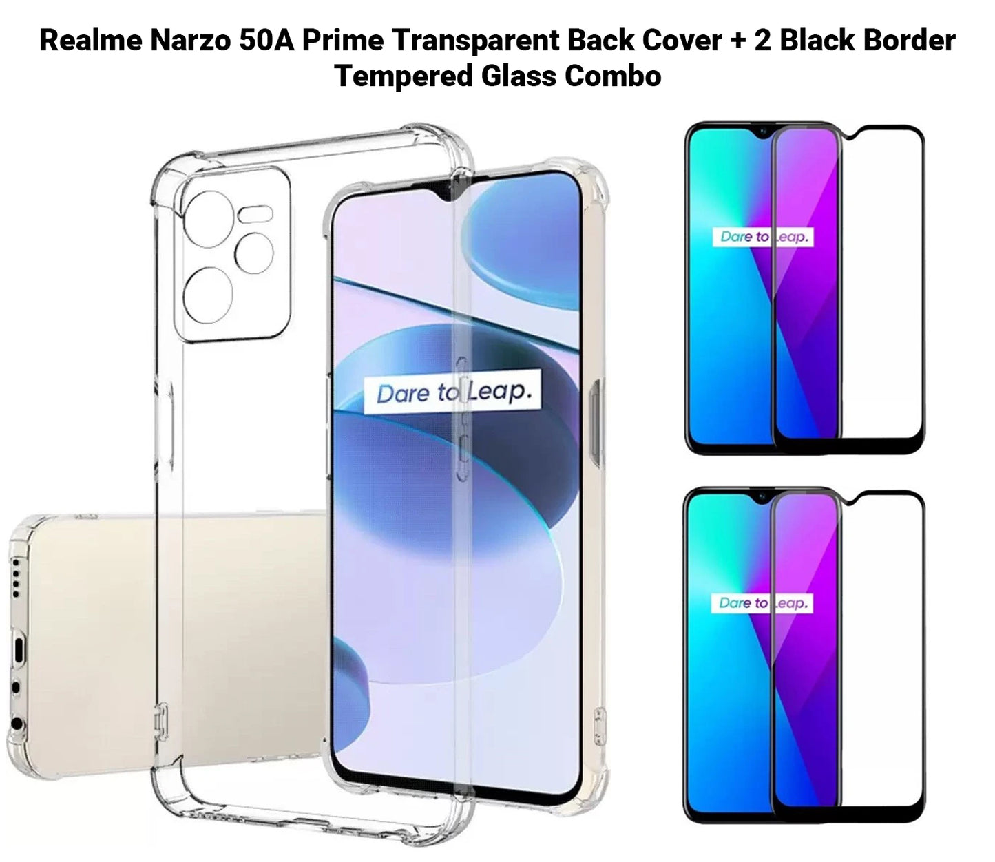VAKIBO Super Premium Soft TPU Transparent Case With Dustplug,Side Grip,Corner Protection,lanyard Cuts,Camera Protection Suitable for Realme Narzo 50A Prime