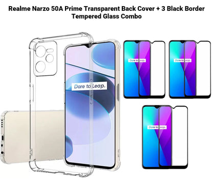 VAKIBO Super Premium Soft TPU Transparent Case With Dustplug,Side Grip,Corner Protection,lanyard Cuts,Camera Protection Suitable for Realme Narzo 50A Prime