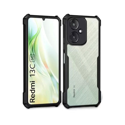 VAKIBO Super Premium Black Border Transparent Case With Corner Protection & Camera Protection Suitable for Mi Redmi 13C 5G
