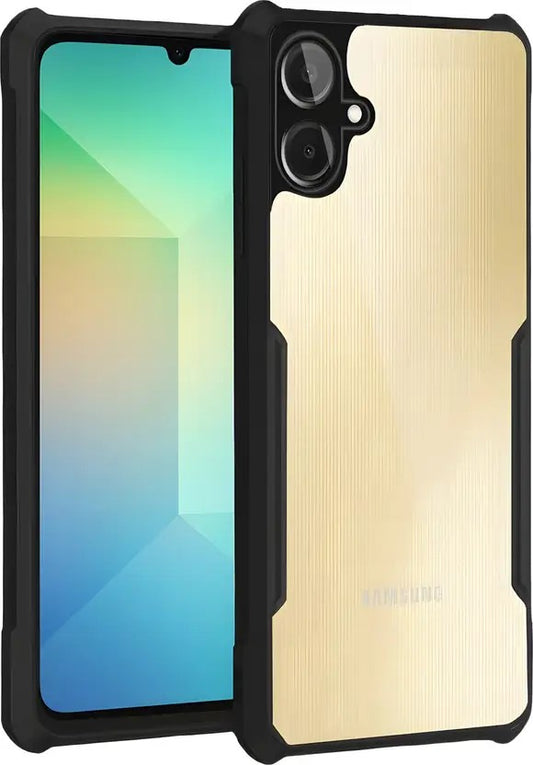 VAKIBO Best Selling Black and Transparent Coloured Made With Soft TPU and Acrylic Back Cover Case With 4 Corner and Camera Protection Suitable for Samsung Galaxy A07