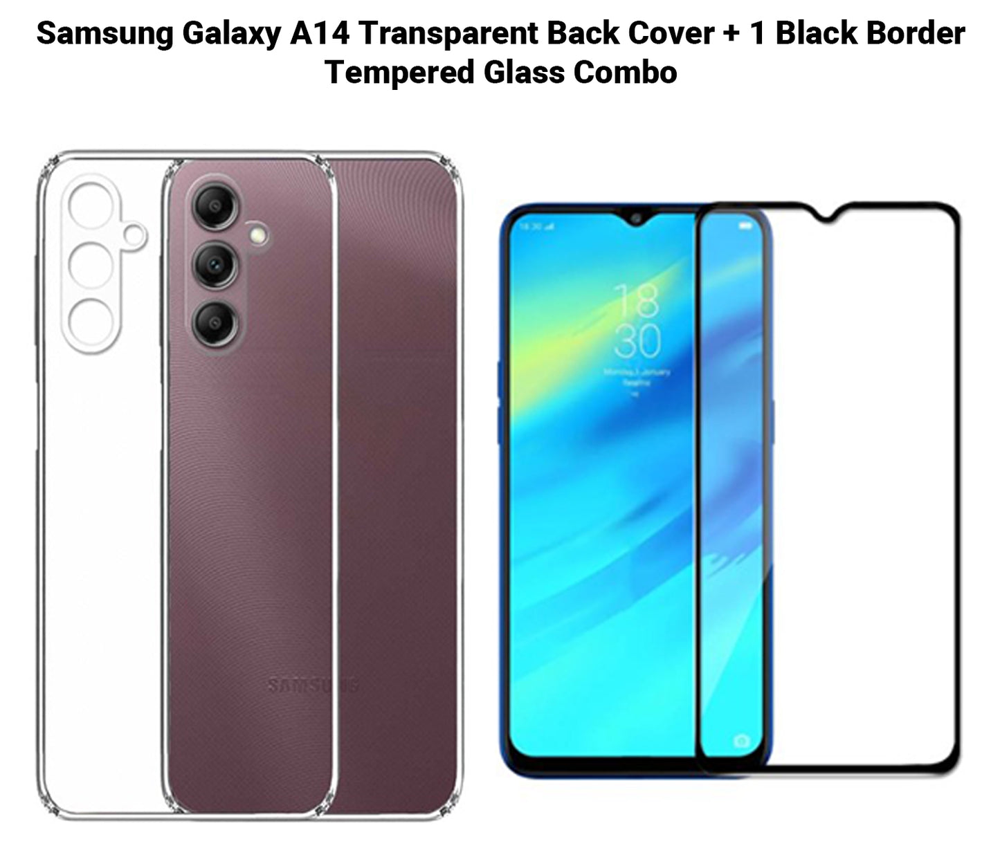 VAKIBO Super Premium Soft TPU Transparent Case With Dustplug,Side Grip,Corner Protection,lanyard Cuts,Camera Protection Suitable for Samsung A14 5G