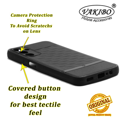 VAKIBO Parallax Design Black Coloured Soft TPU Rubber Back Cover Case With Camera Protection Ring Suitable for Samsung Galaxy A14