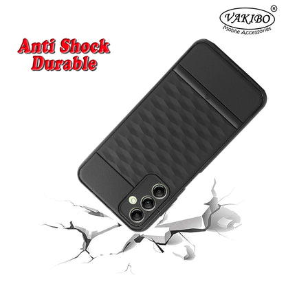 VAKIBO Parallax Design Black Coloured Soft TPU Rubber Back Cover Case With Camera Protection Ring Suitable for Samsung Galaxy A14 4G