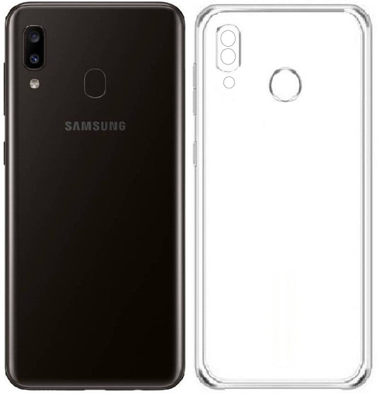 VAKIBO Super Premium Soft TPU Transparent Case With Dustplug,Side Grip,Corner Protection,lanyard Cuts,Camera Protection Suitable for Samsung Galaxy A20