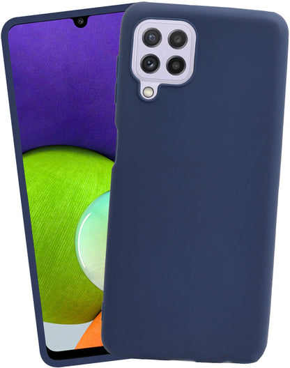 VAKIBO 1.2 MM Thick Blue Coloured Soft TPU Rubber Back Cover Case With Camera Protection Ring Suitable for Samsung Galaxy A22 4G